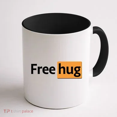 Funny Free Hug Logo Meme Coffee Mug back