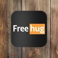 Funny Free Hug Logo Meme Coaster thumb 0