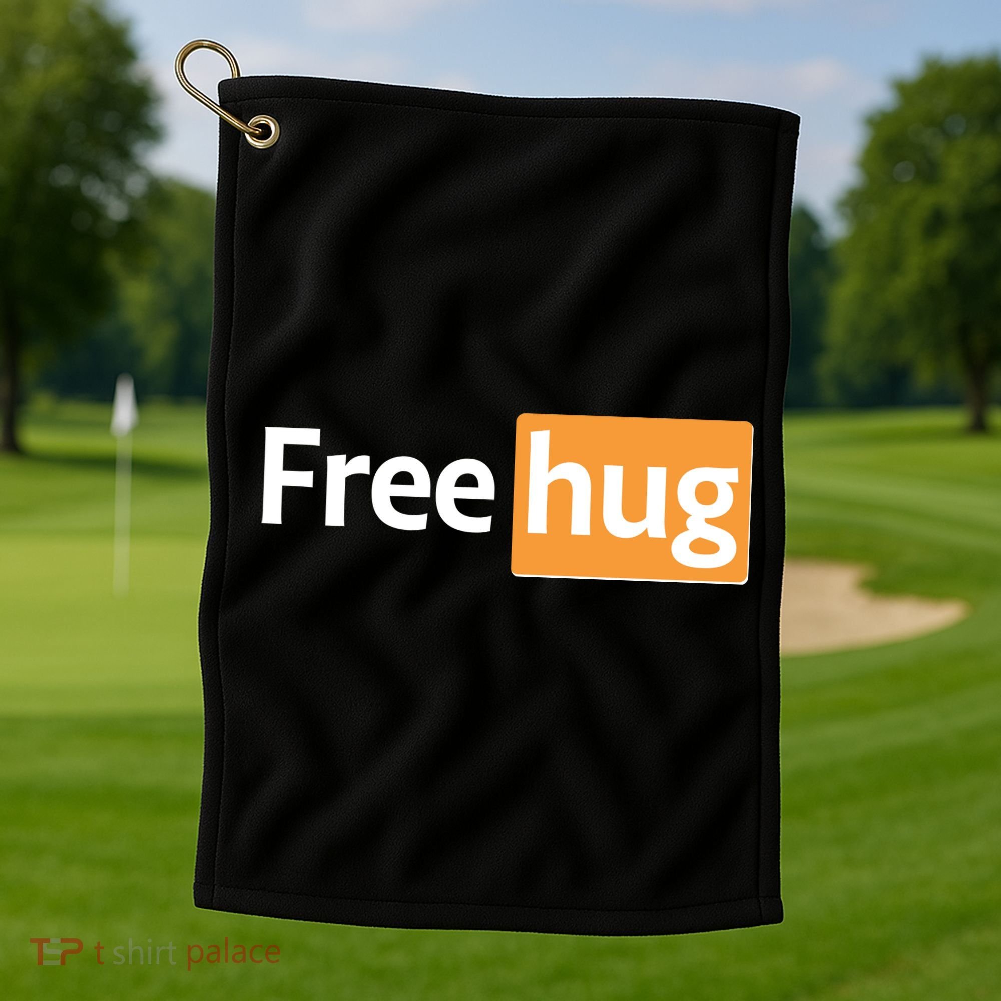 Funny Free Hug Logo Meme Golf Towel