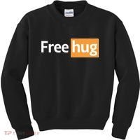 Funny Free Hug Logo Meme Kids Sweatshirt thumb 0