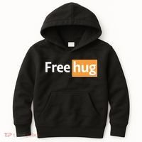 Funny Free Hug Logo Meme Kids Hoodie thumb 0