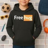 Funny Free Hug Logo Meme Kids Hoodie thumb 2