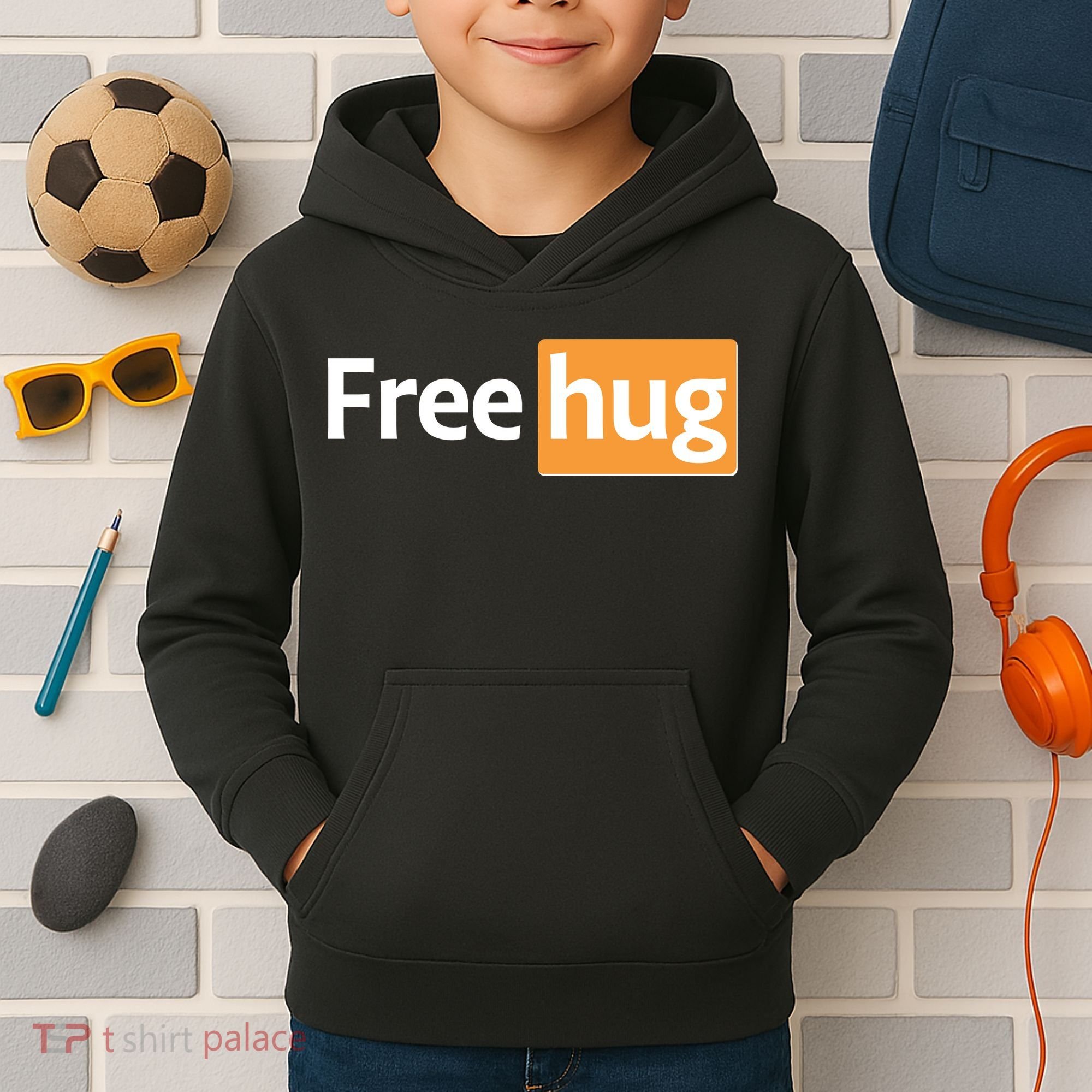 Funny Free Hug Logo Meme Kids Hoodie