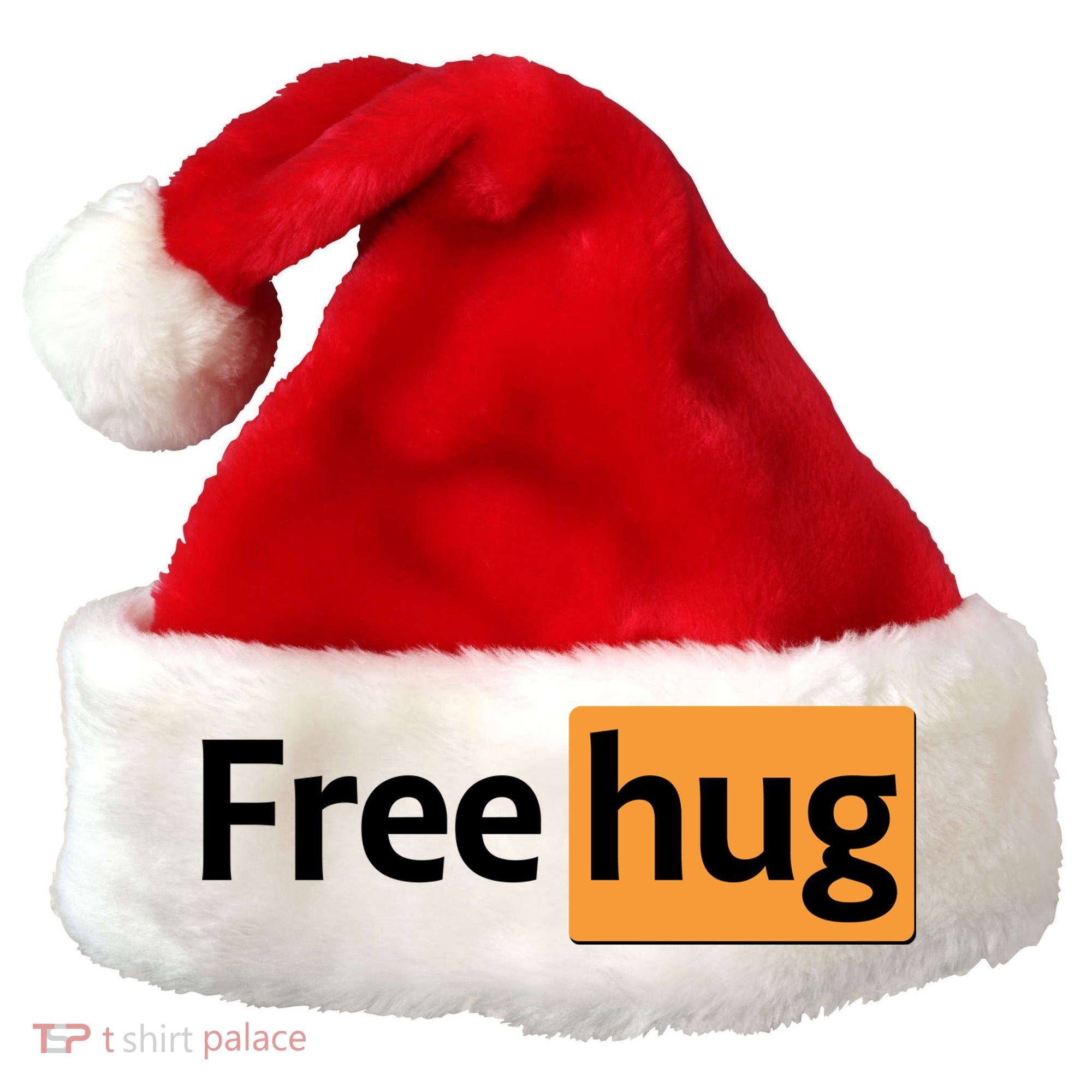 Funny Free Hug Logo Meme Santa Hat