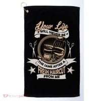 Funny Fresh Haircut Hair Stylist Golf Towel thumb 0