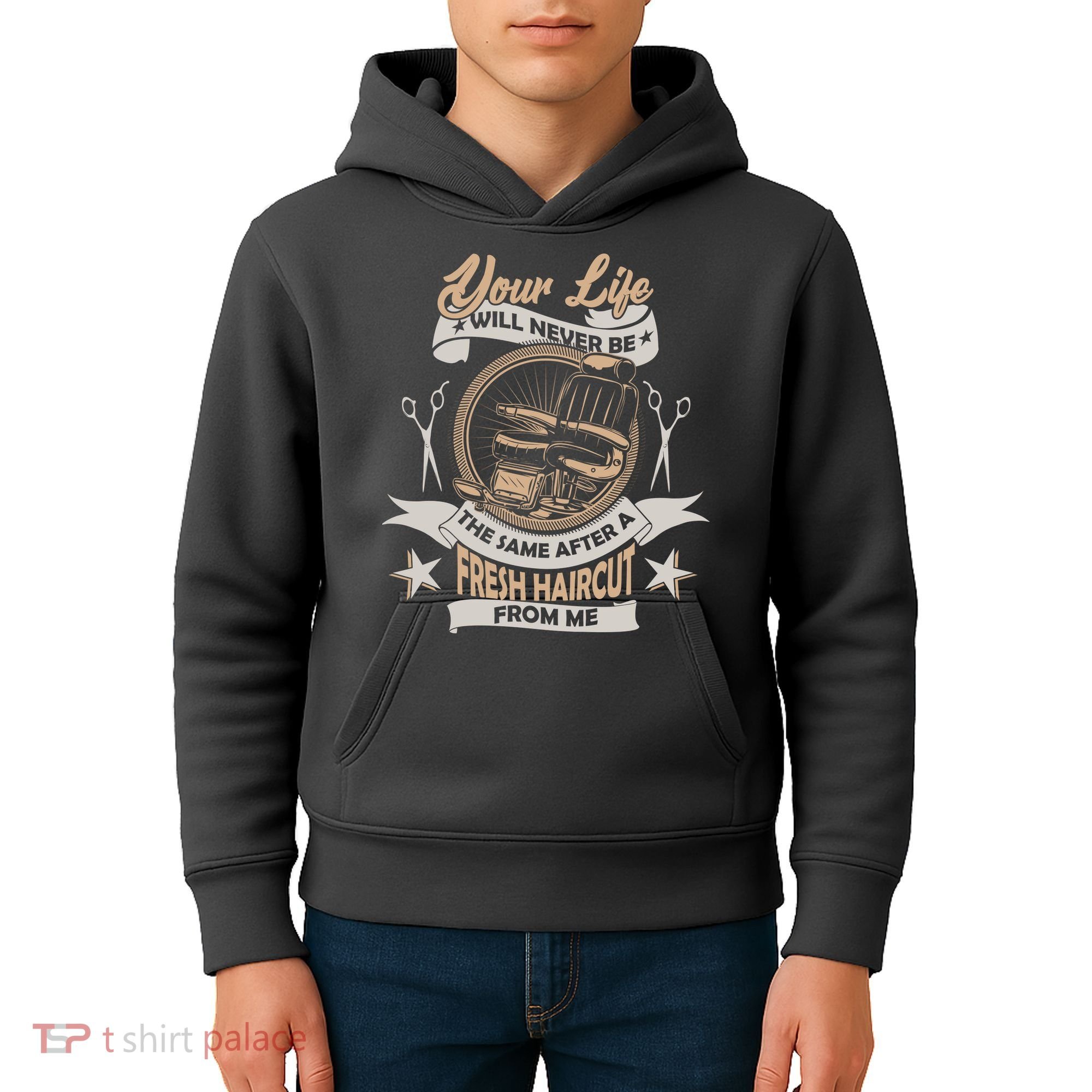 Funny Fresh Haircut Hair Stylist Kids Hoodie