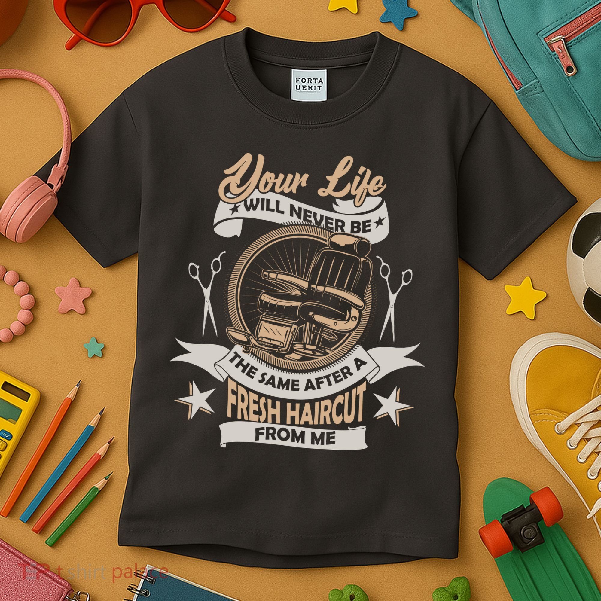 Funny Fresh Haircut Hair Stylist Kids T-Shirt