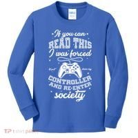 Funny Gamer Re-Enter Society  Kids Long Sleeve Shirt thumb 0