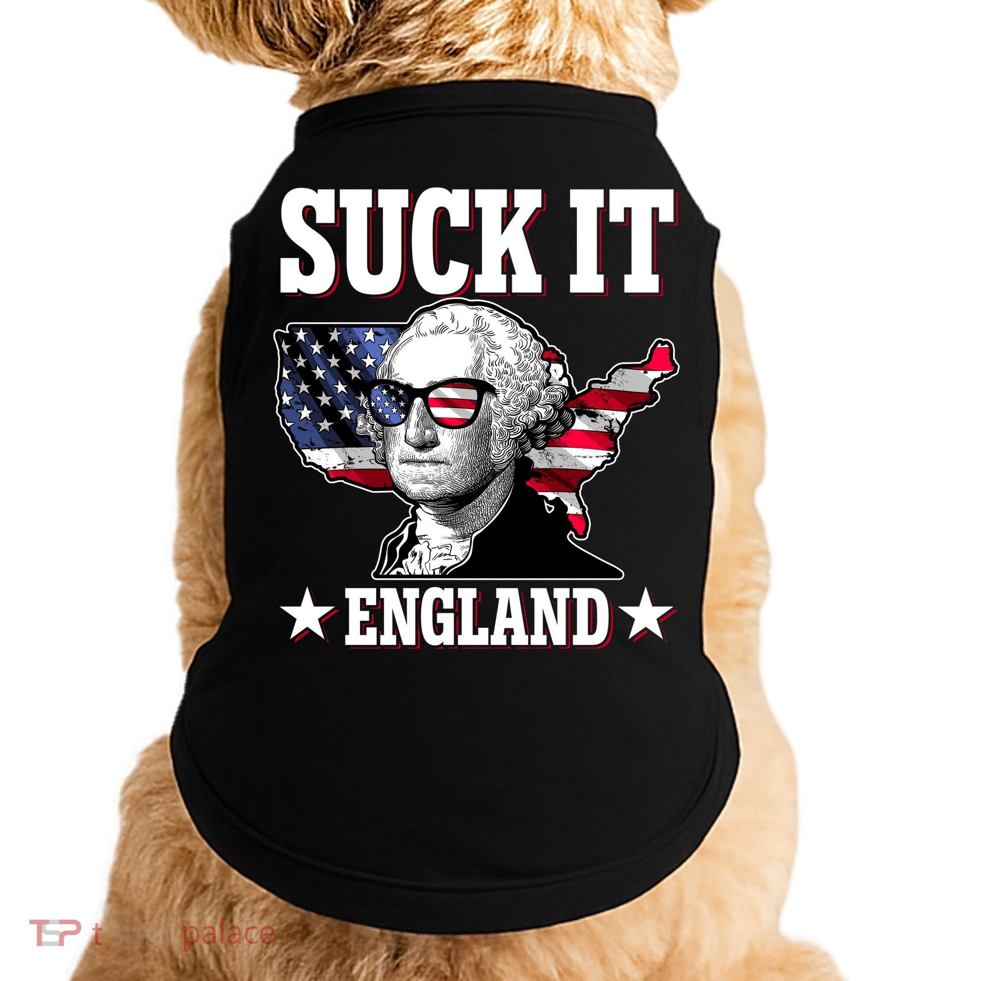 Funny George Washington Suck It England Doggie Tank