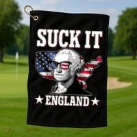 Funny George Washington Suck It England Golf Towel thumb 1