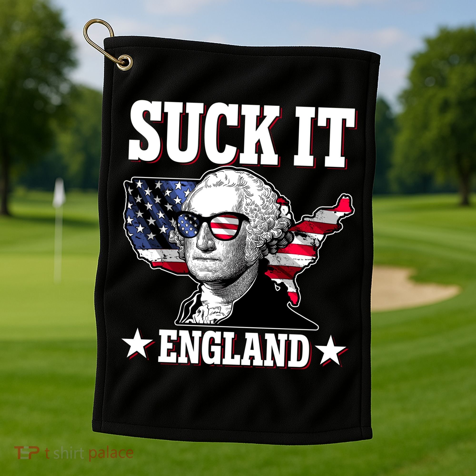 Funny George Washington Suck It England Golf Towel