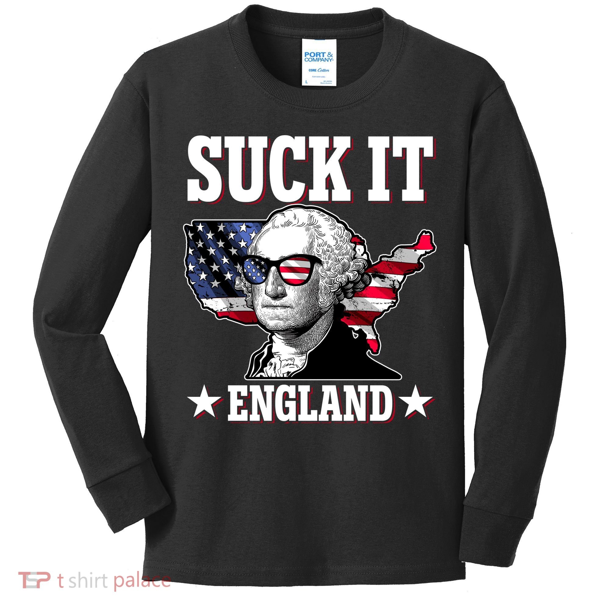 Funny George Washington Suck It England Kids Long Sleeve Shirt