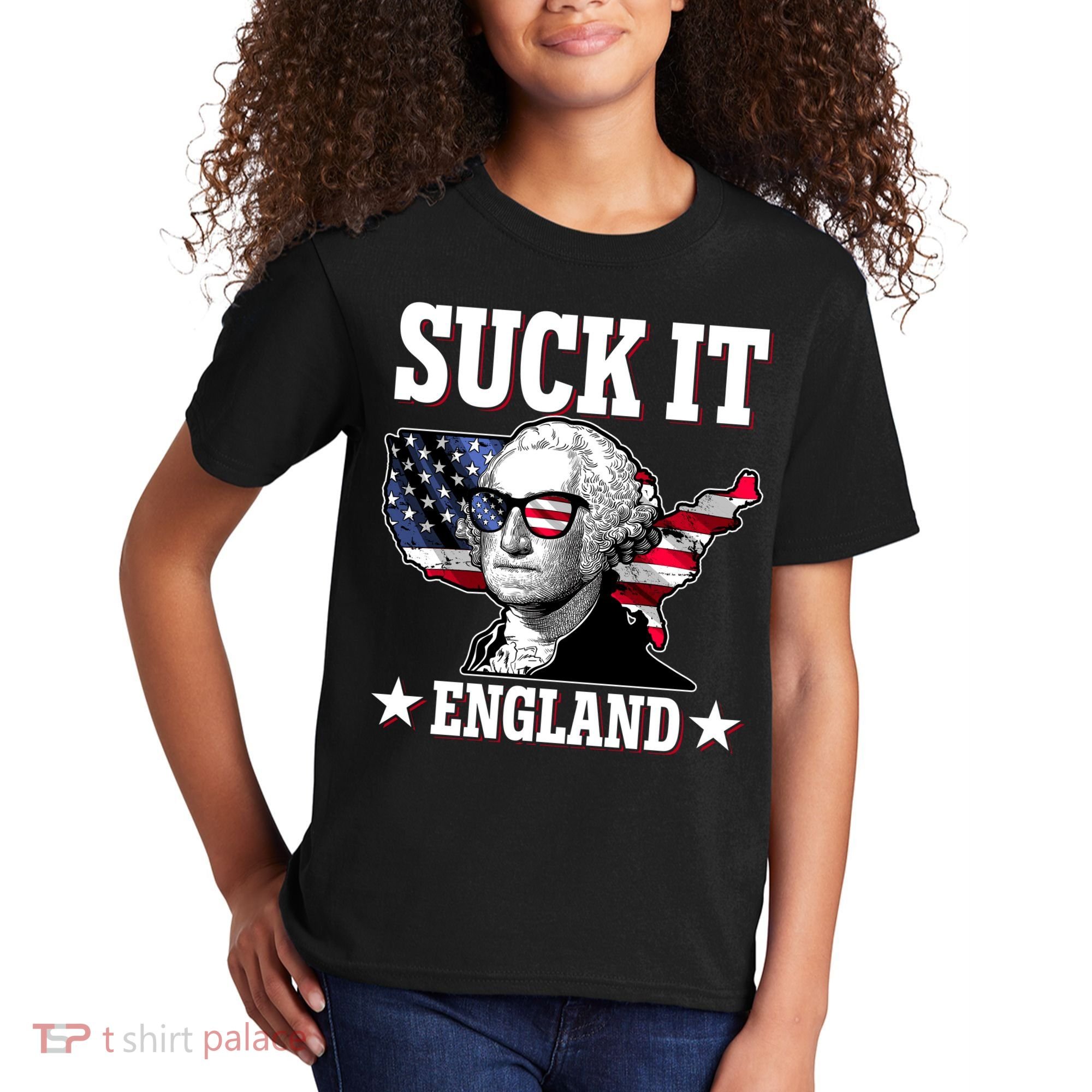 Funny George Washington Suck It England Kids T-Shirt