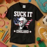 Funny George Washington Suck It England Kids T-Shirt thumb 3