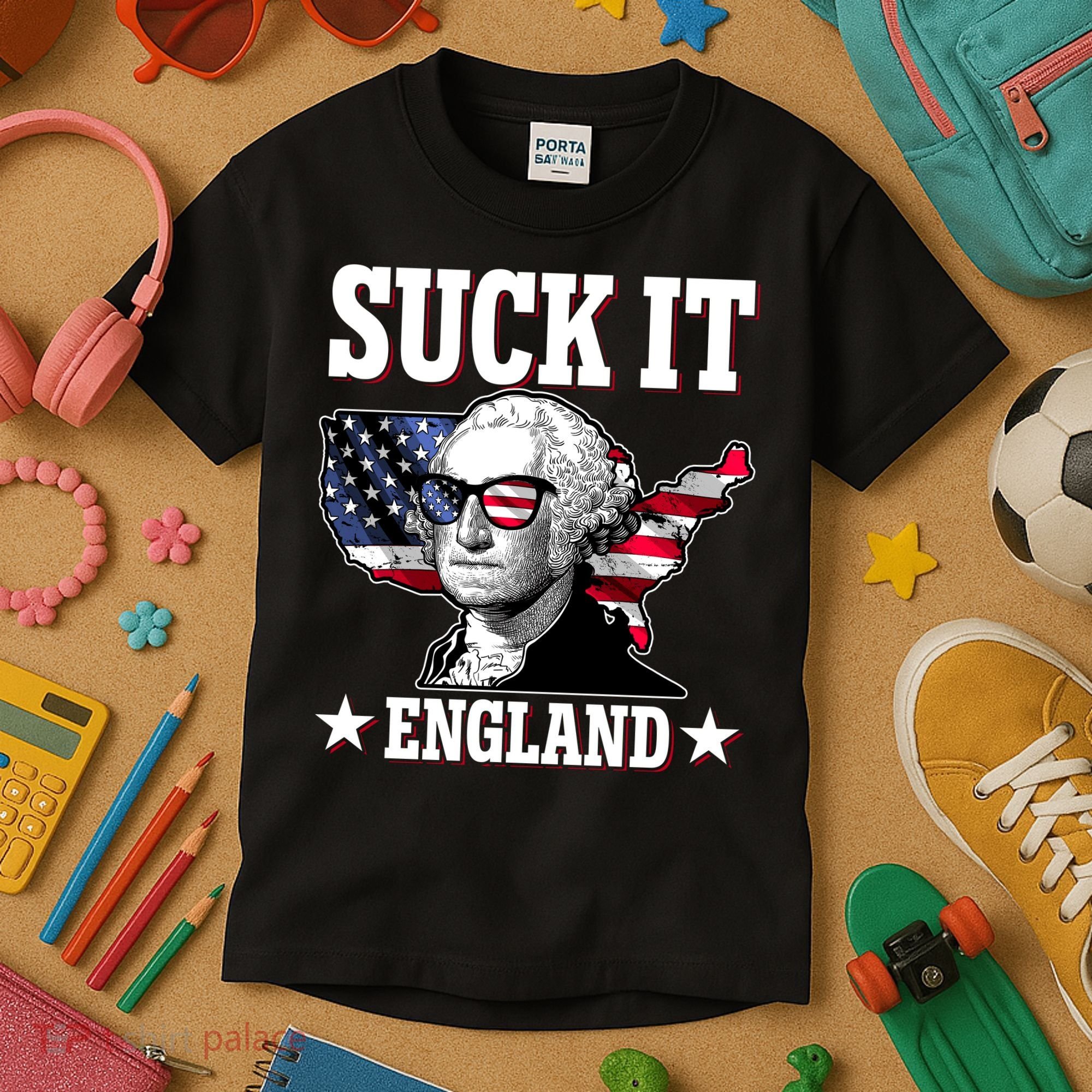 Funny George Washington Suck It England Kids T-Shirt