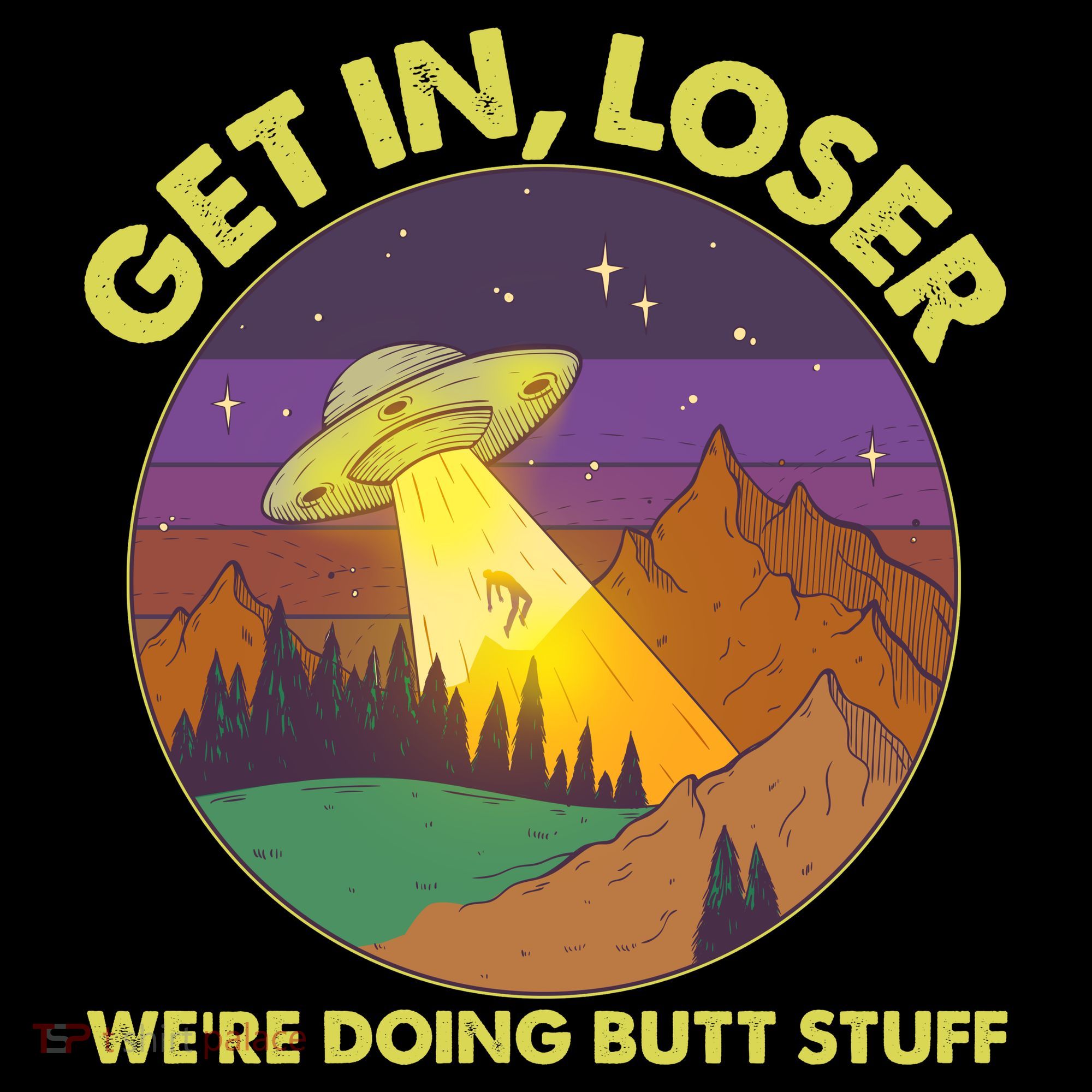 Funny Get In Loser We're Doing Butt Stuff UFO Wilderness Women's Hoodie