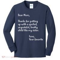 Funny Gift For Mothers Dear Mom (Sister) Kids Long Sleeve Shirt thumb 0