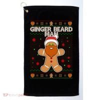 Funny Ginger Beard Man Ugly Christmas Sweater Golf Towel thumb 0
