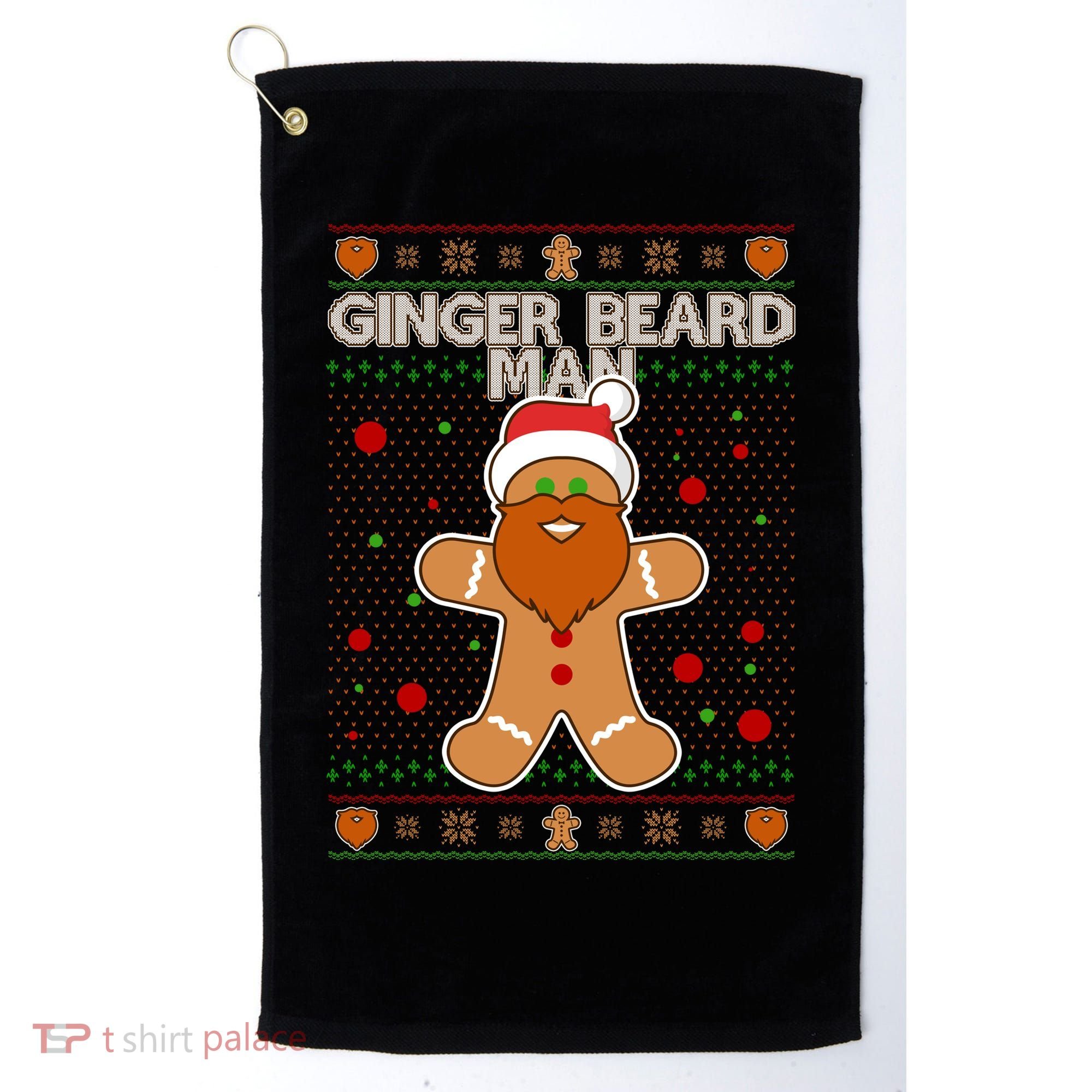 Funny Ginger Beard Man Ugly Christmas Sweater Golf Towel