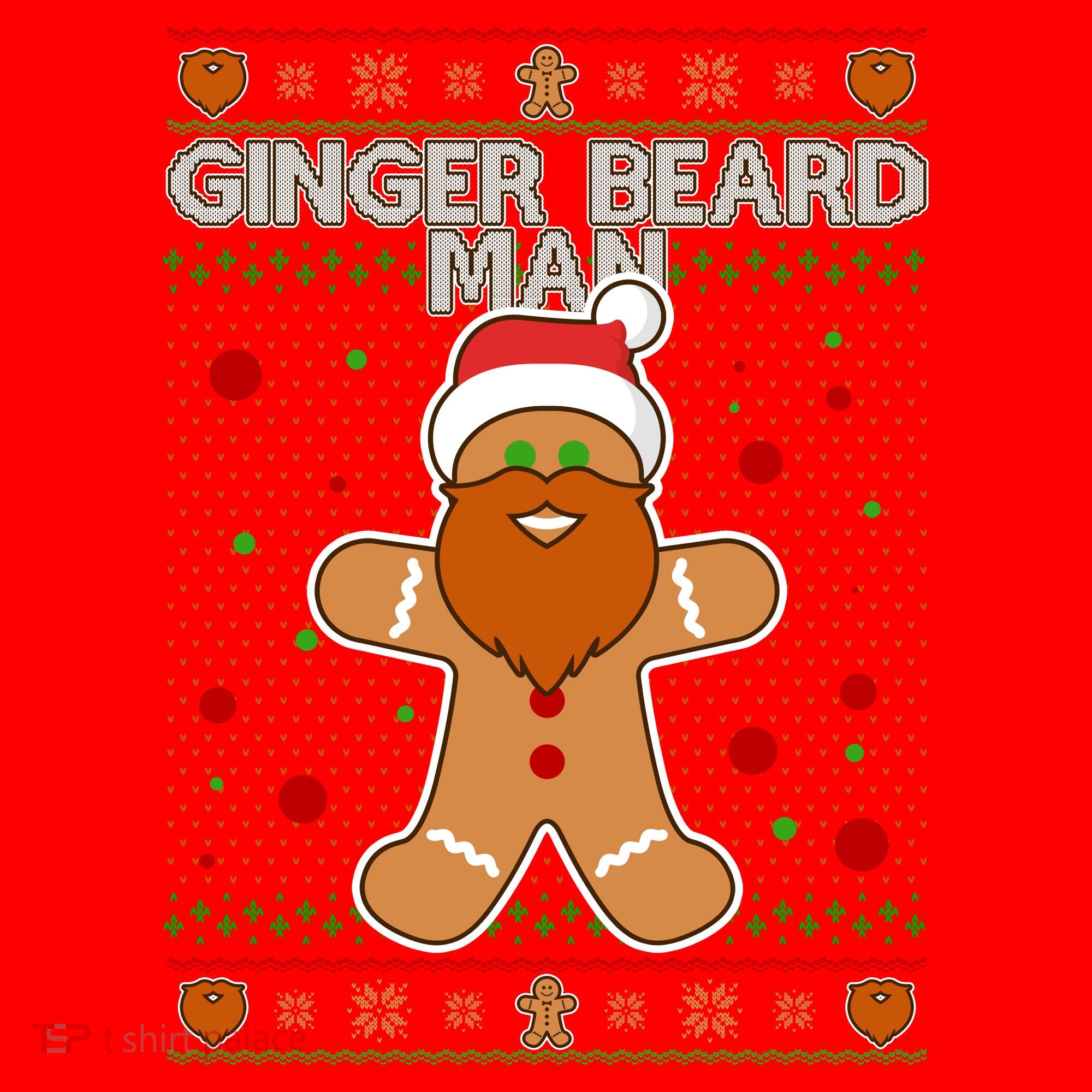 Funny Ginger Beard Man Ugly Christmas Sweater Santa Hat