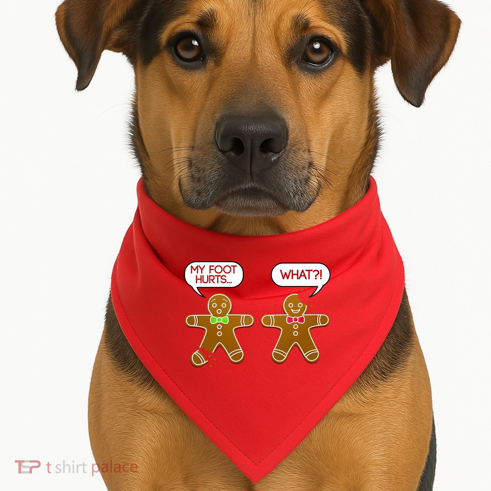 Funny Gingerbread Christmas USA-Made Doggie Bandana