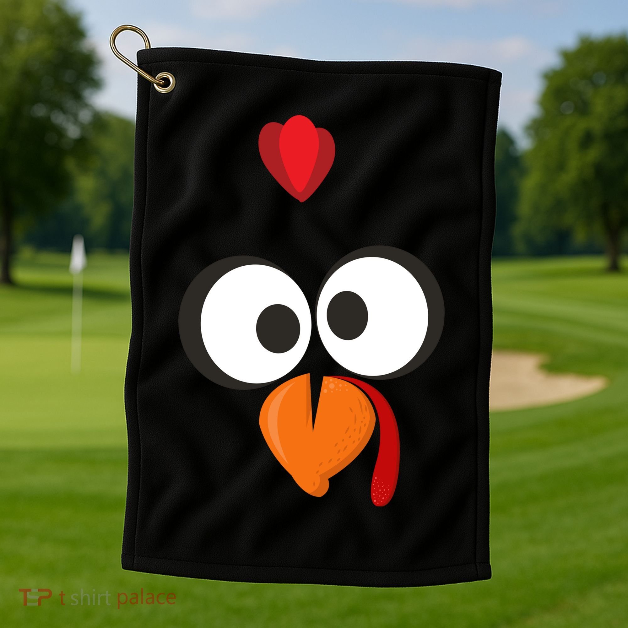 Funny Gobble Turkey Face Golf Towel