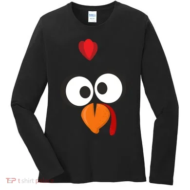 Funny Gobble Turkey Face Women's Long Sleeve Shirt