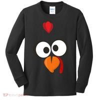 Funny Gobble Turkey Face Kids Long Sleeve Shirt thumb 0
