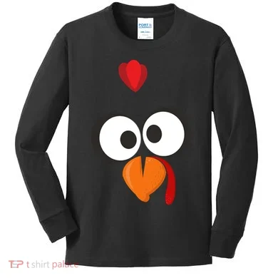 Funny Gobble Turkey Face Kids Long Sleeve Shirt