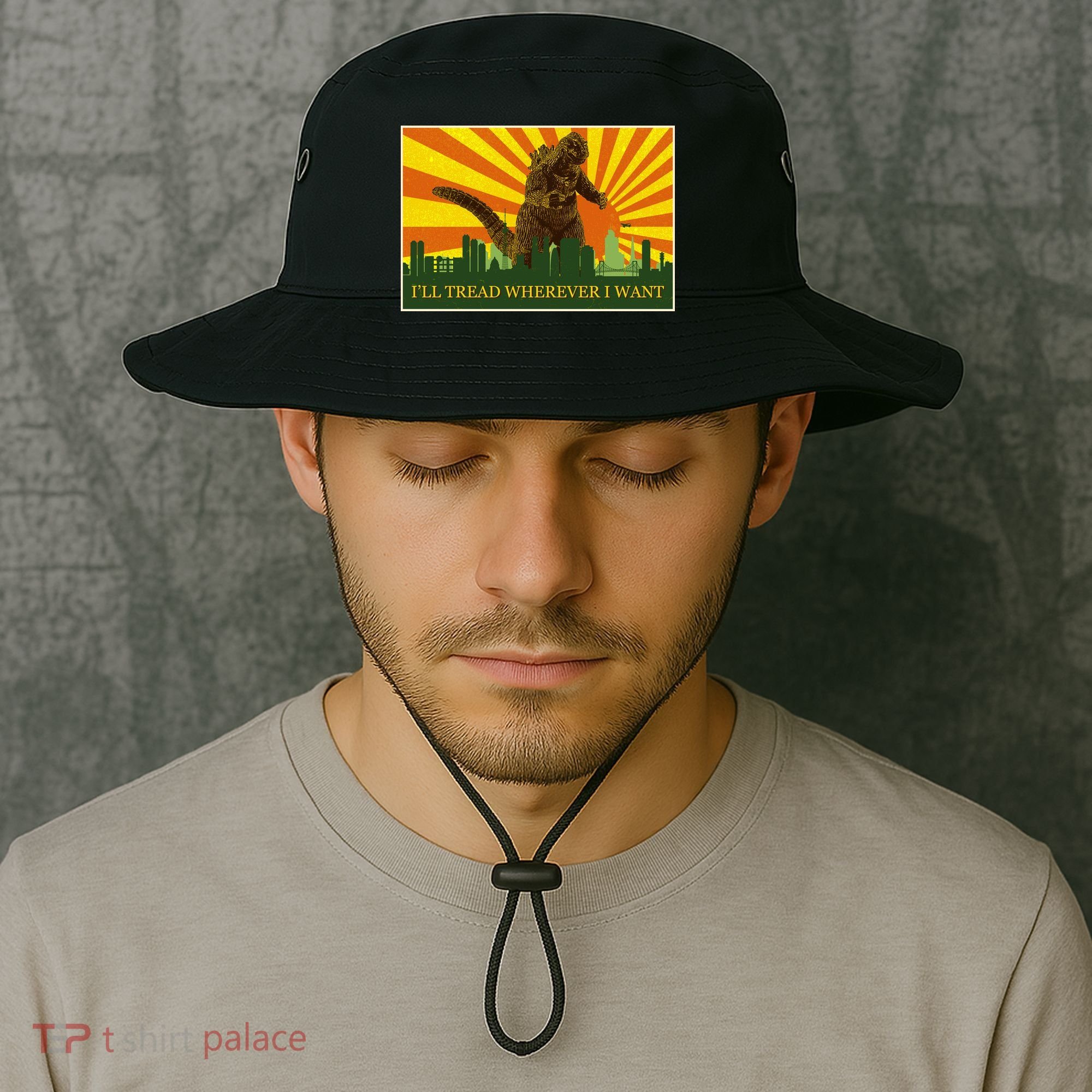 Funny Godzilla I'll Tread Wherever I Want Meme Bucket Hat