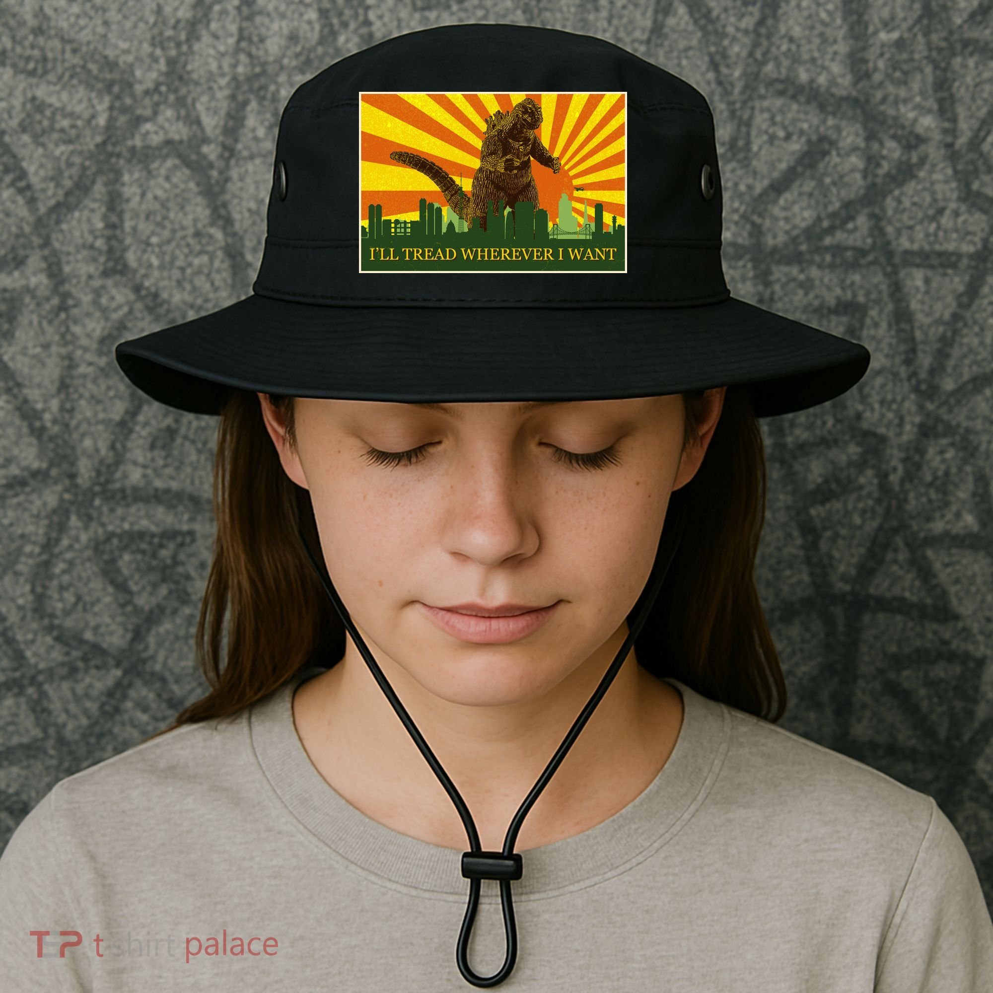 Funny Godzilla I'll Tread Wherever I Want Meme Bucket Hat