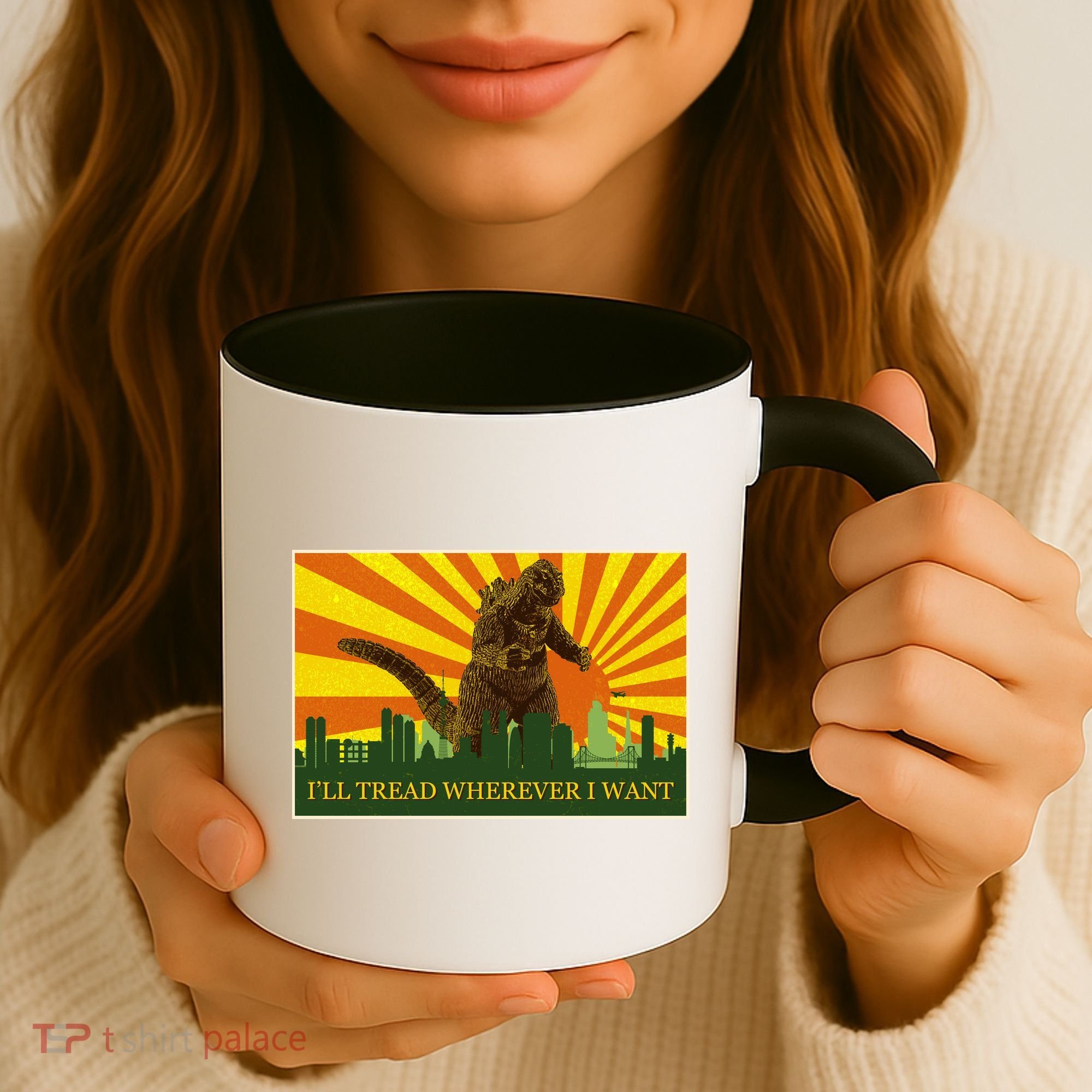 Funny Godzilla I'll Tread Wherever I Want Meme Coffee Mug