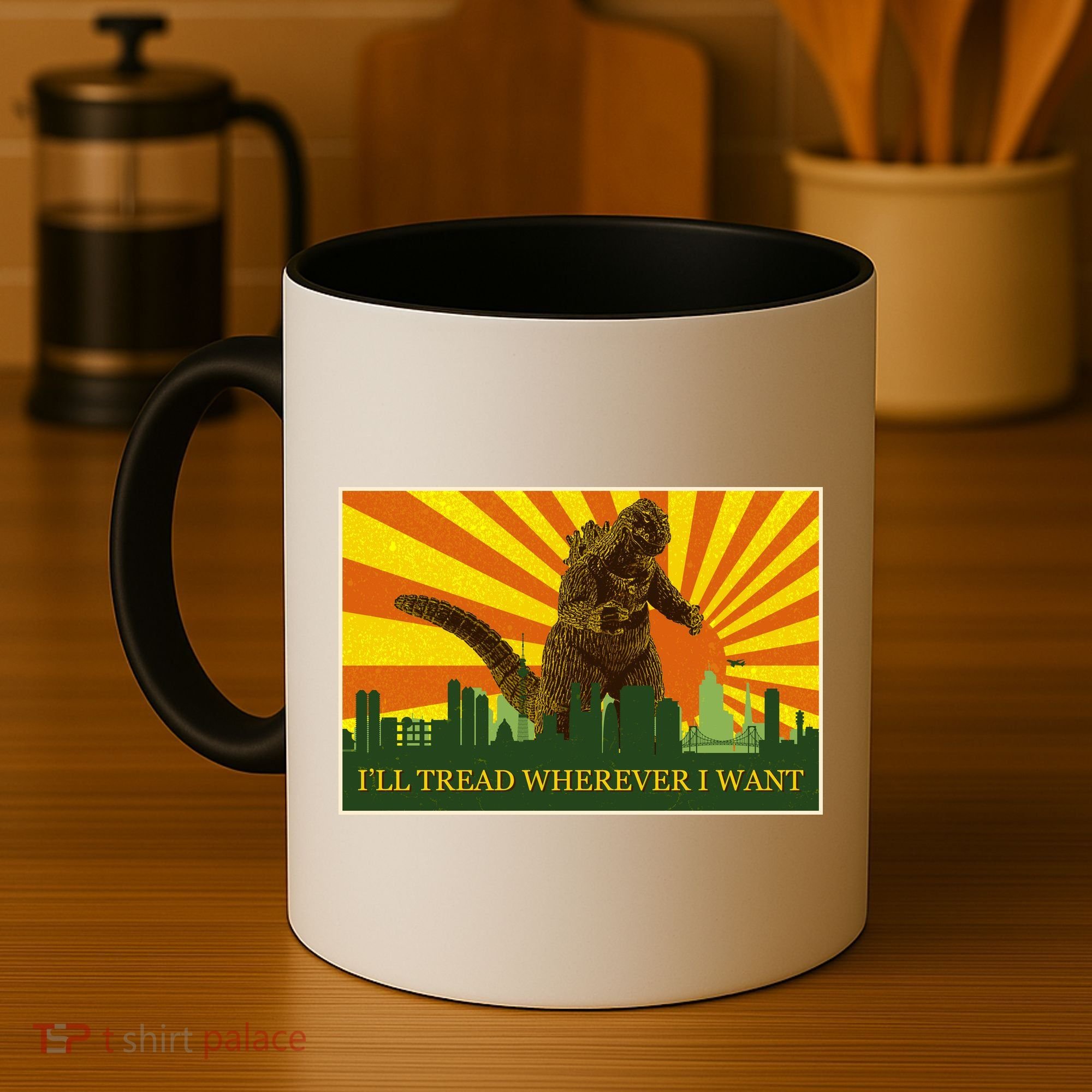 Funny Godzilla I'll Tread Wherever I Want Meme Coffee Mug
