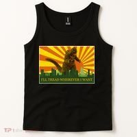 Funny Godzilla I'll Tread Wherever I Want Meme Tank Top thumb 2