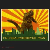 Funny Godzilla I'll Tread Wherever I Want Meme Golf Towel thumb 3
