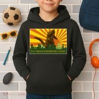 Funny Godzilla I'll Tread Wherever I Want Meme Kids Hoodie thumb 2
