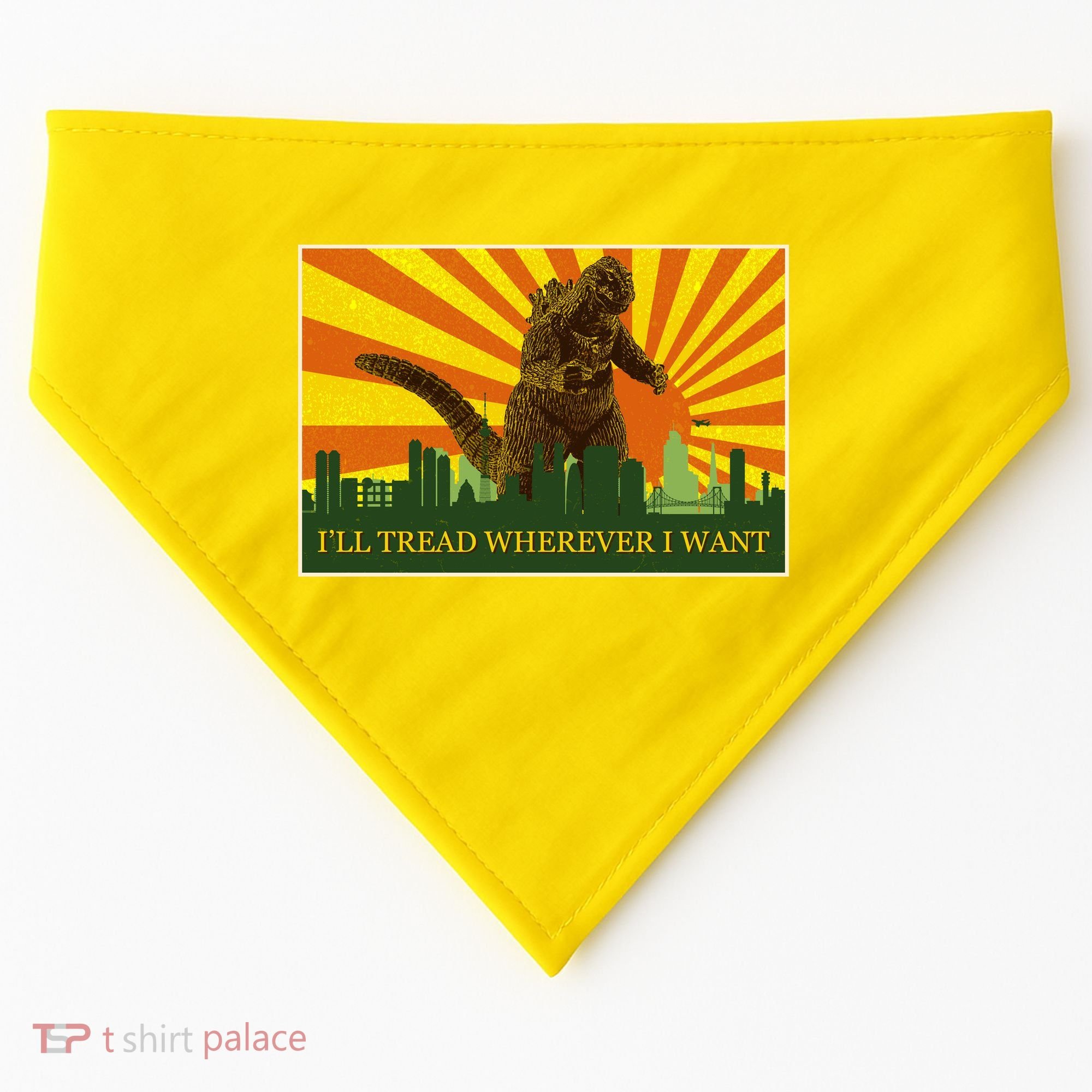 Funny Godzilla I'll Tread Wherever I Want Meme USA-Made Doggie Bandana