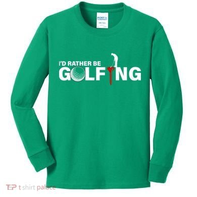 Funny Golfers Design Rather Be Golfing Kids Long Sleeve Shirt