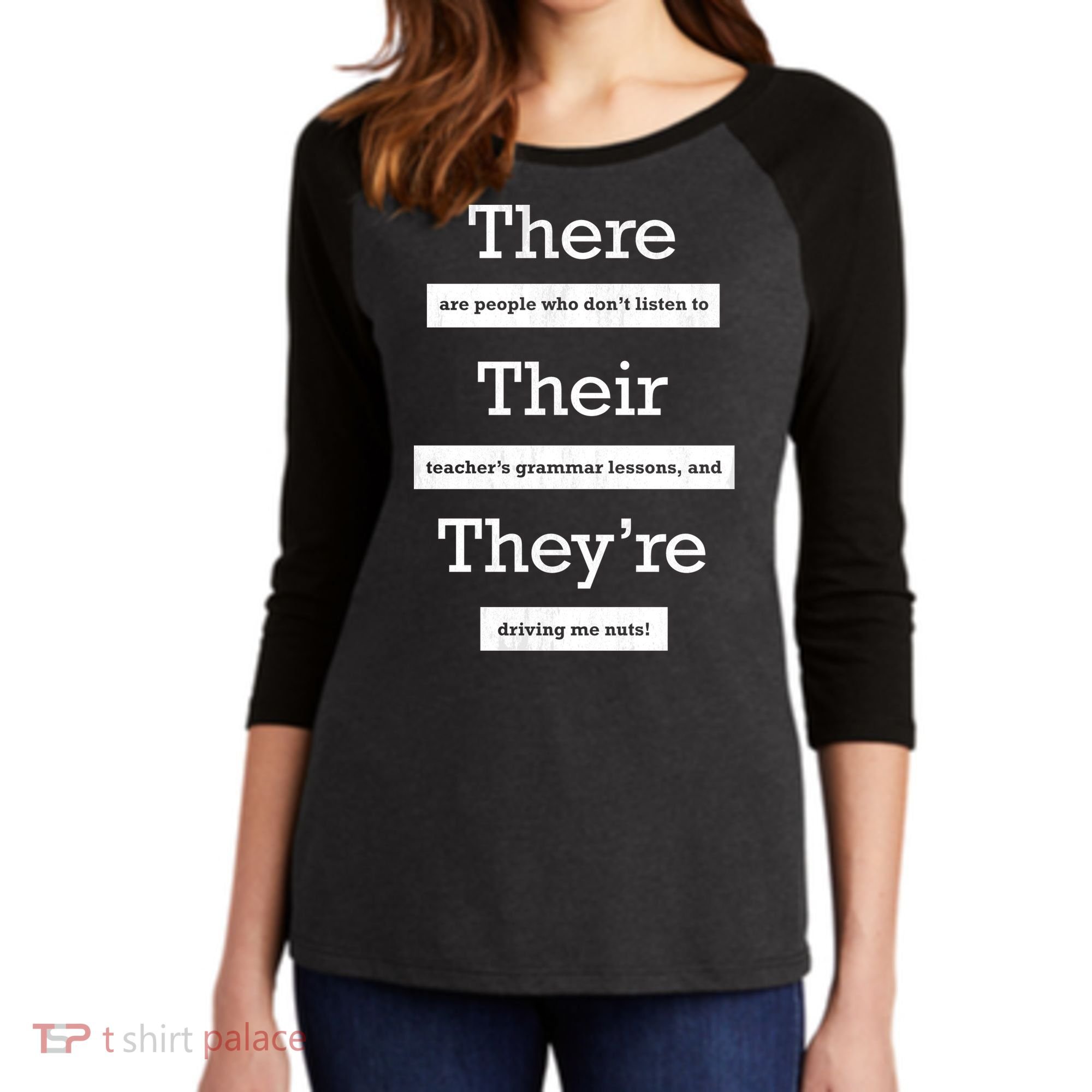 Funny Grammar Teacher Women's Tri-Blend 3/4-Sleeve Raglan Shirt