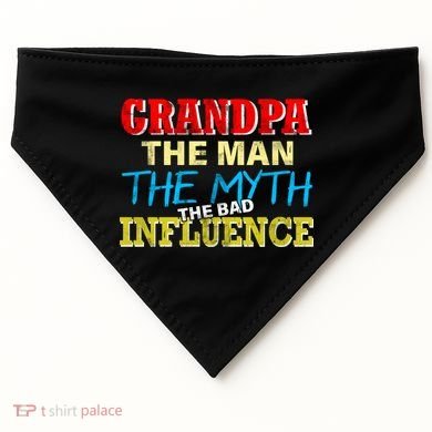 Funny Grandpa Man Myth The Bad Influence USA-Made Doggie Bandana
