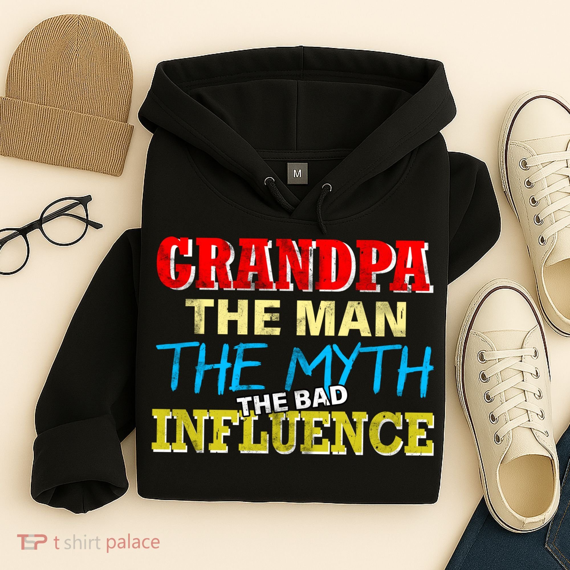 Funny Grandpa Man Myth The Bad Influence Hoodie