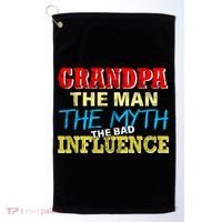 Funny Grandpa Man Myth The Bad Influence Golf Towel thumb 0