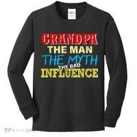 Funny Grandpa Man Myth The Bad Influence Kids Long Sleeve Shirt thumb 0