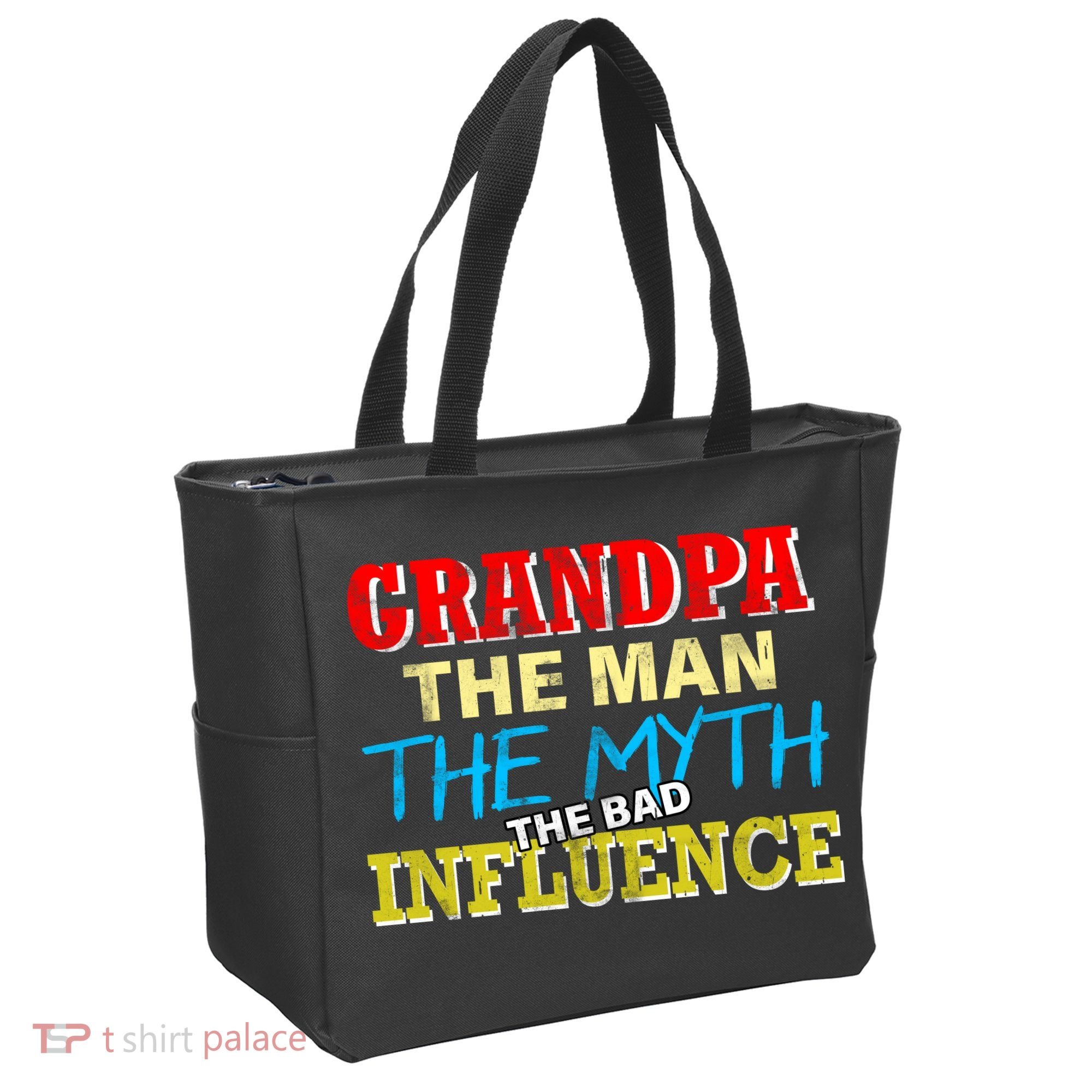 Funny Grandpa Man Myth The Bad Influence Tote Bag