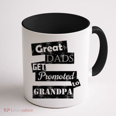 Funny Great Dads Get Promoted To Grandpa Coffee Mug back