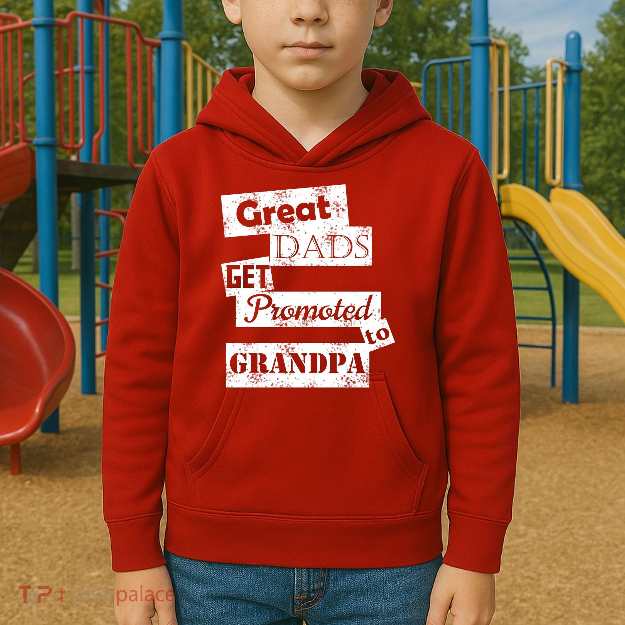 Funny Great Dads Get Promoted To Grandpa Kids Hoodie