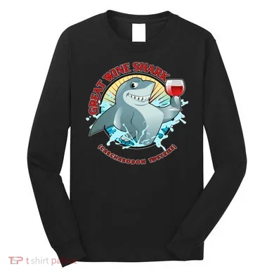 Funny Great Wine Shark Emblem Long Sleeve Shirt