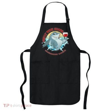 Funny Great Wine Shark Emblem Apron