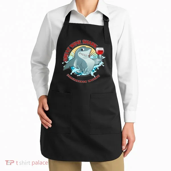 Funny Great Wine Shark Emblem Apron