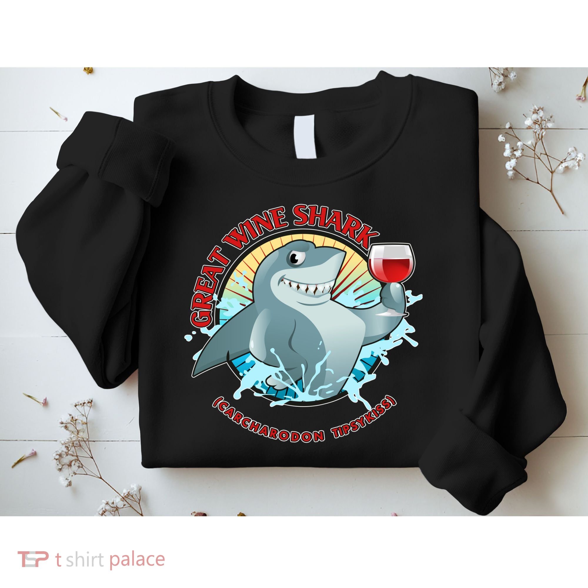 Funny Great Wine Shark Emblem Sweatshirt
